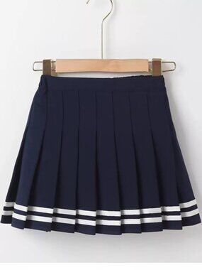 Pleated Striped Skirt
